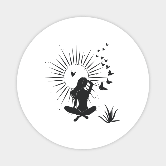 Sitting Butterfly Sun Goddess Magnet by studioaartanddesign